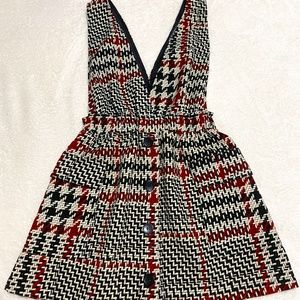 NWOT Zara Tweed Jumpsuit Dress  ♥ Red Black White